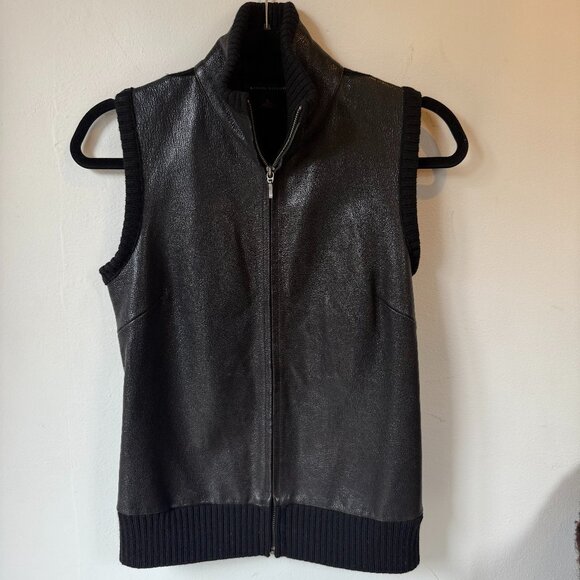 Banana Republic zip up leather vest small - Picture 1 of 5
